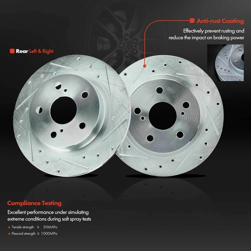6Pcs Drilled Brake Rotor & Ceramic Brake Pad for Scion tc 2011-2016 L4 2.5L Rear gallery