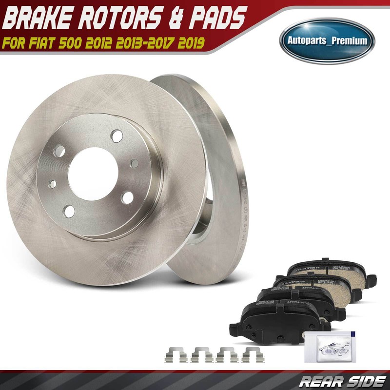 6x Rear Side Disc Brake Rotors & Ceramic Pads for Fiat 500 2012 2013-2017 2019