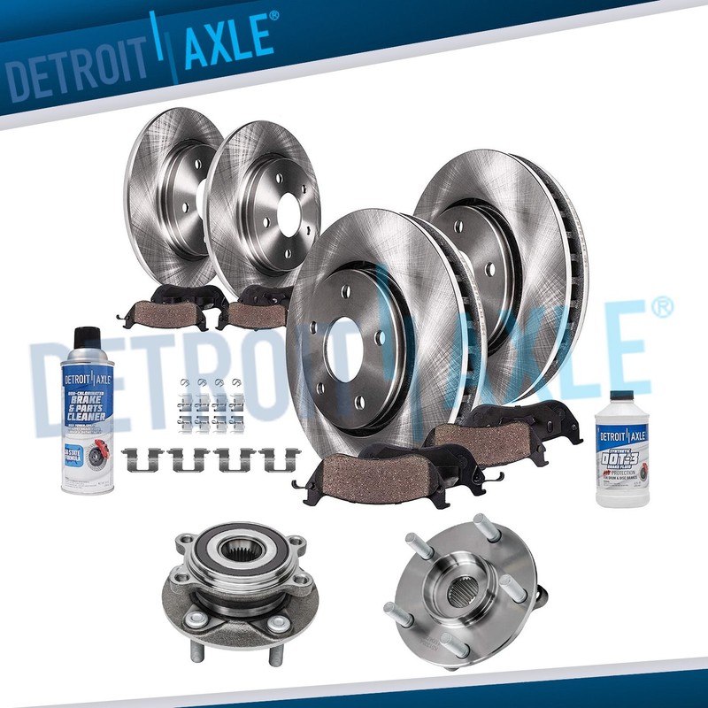 Front & Rear Disc Rotors Brake Pads Wheel Hub Bearings Kit for 2014-2016 Mazda 3