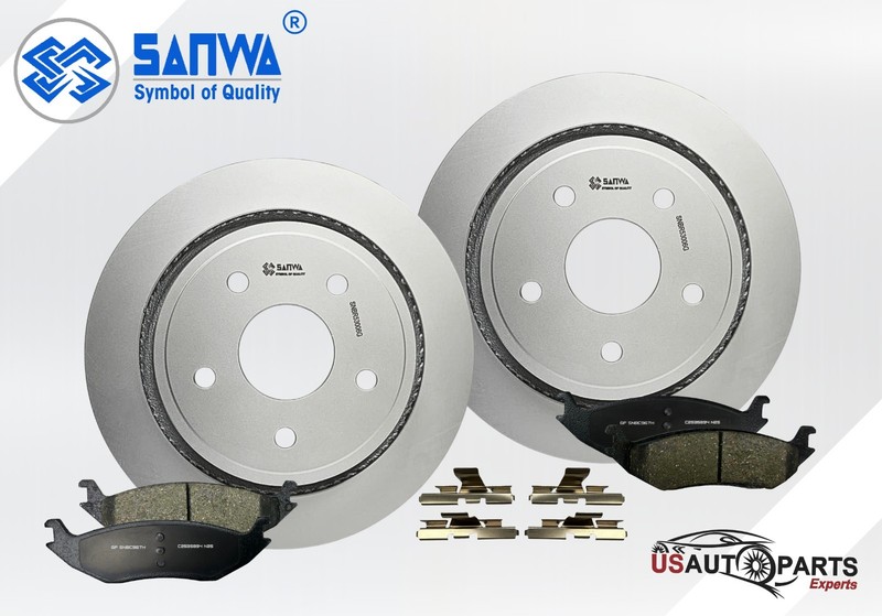 REAR BRAKE ROTOR VENTED GEOMET COATED &CERAMIC PAD KIT 352 mm FOR RAM 2005-2018