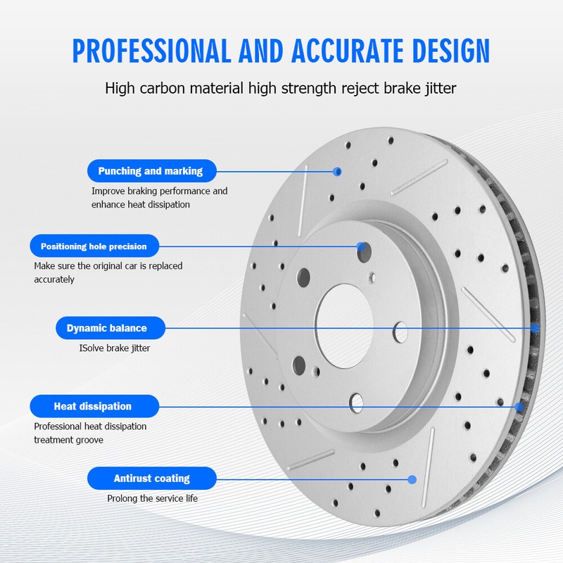 For 2004 -2011 Honda Civic Cr-Z Acura Rsx Front Drilled Brake Disc Rotors Set gallery