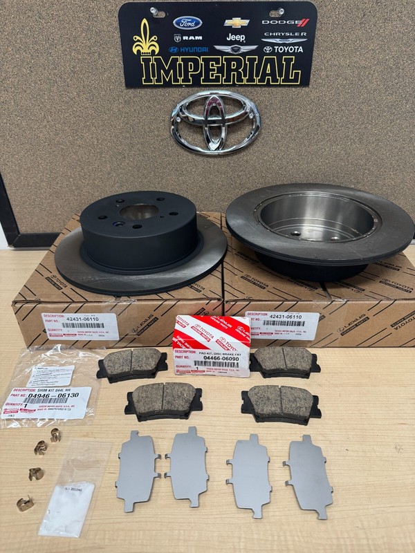2008-2012 TOYOTA AVALON GENUINE OEM NEW REAR BRAKE ROTORS PAD KITS & SHIM KIT