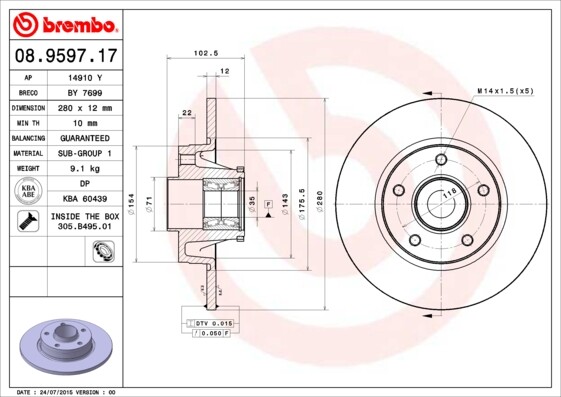 Fits Vauxhall Vivaro 2001-2014 Renault Trafic 2001- AZ Rear Brake Disc gallery
