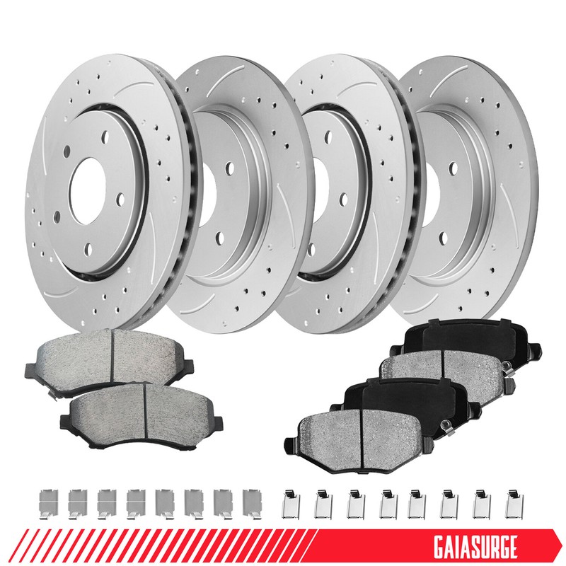 11.9″ Front 12″ Rear Drilled Rotors Pads for 2012-16 Grand Caravan Town Country