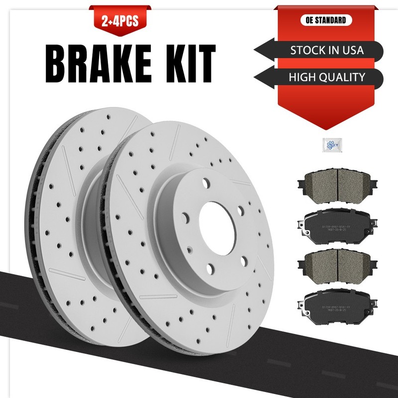 295 mm Front Drilled Slotted Brake Rotors Ceramic Pads for Mazda 3 2014-2018