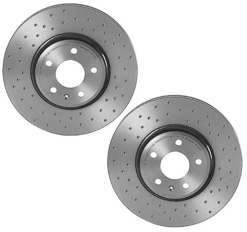 Brembo Xtra Pair Set of 2 Front X-Drilled Brake Disc Rotors For A4 A5 Quattro Q5