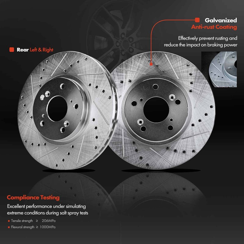 Drilled Rotor & Ceramic Brake Pads for Acura MDX 2003 2004-2006 V6 3.5L Front gallery