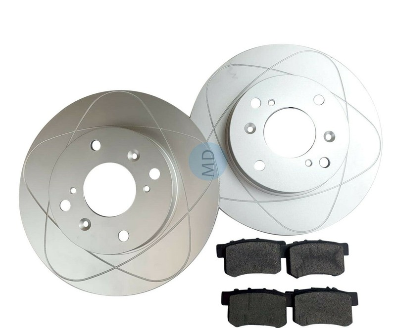 Premium Rear Slotted Disc Brake Rotors & Pads Fits Honda Accord, Acura CL; 260mm
