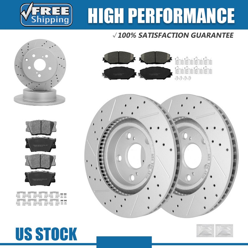 296mm Front & 281mm Rear Disc Brake Rotors + Brake Pads for 06 - 18 Toyota Rav4