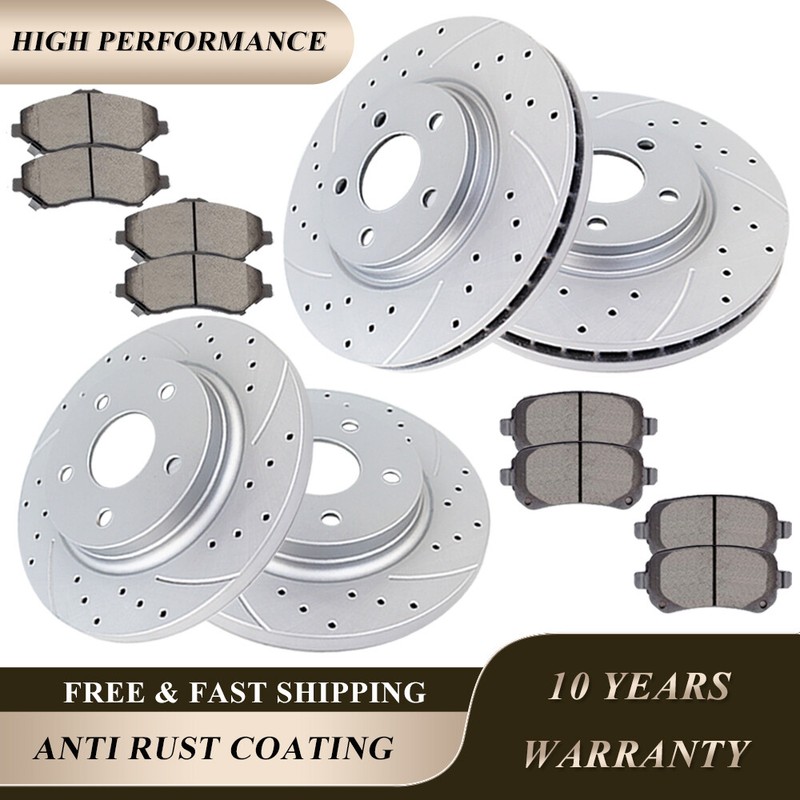 Front Rear Brake Rotors Disc Ceramic Pads for Dodge Journey Grand Routan Caravan