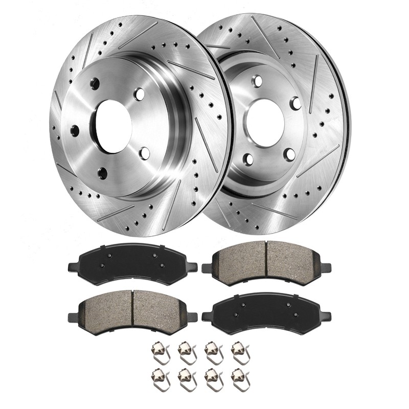 Front Drilled and Slotted Rotors Brake Pads for Dodge Ram 1500 Chrysler Aspen