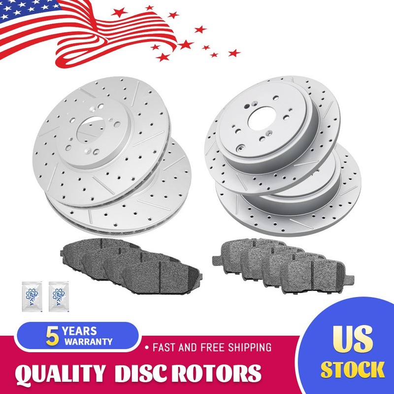 Front & Rear Brake Rotors And Ceramic Pads for 2001 2002 Acura MDX 3.5L
