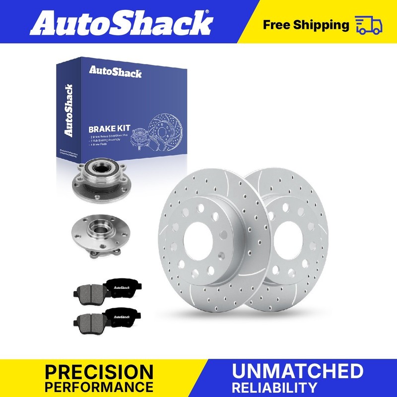 Rear Drilled Slotted Brake Rotors Premium Pad Hub for Audi, A3 Quattro 11-13