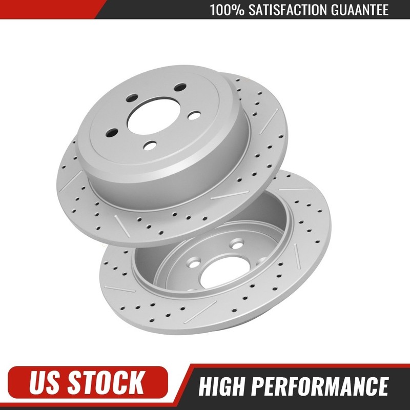 For 2008 – 2012 Jeep Liberty Nitro Rear Drilled & Slotted Brake Disc Rotors Kit