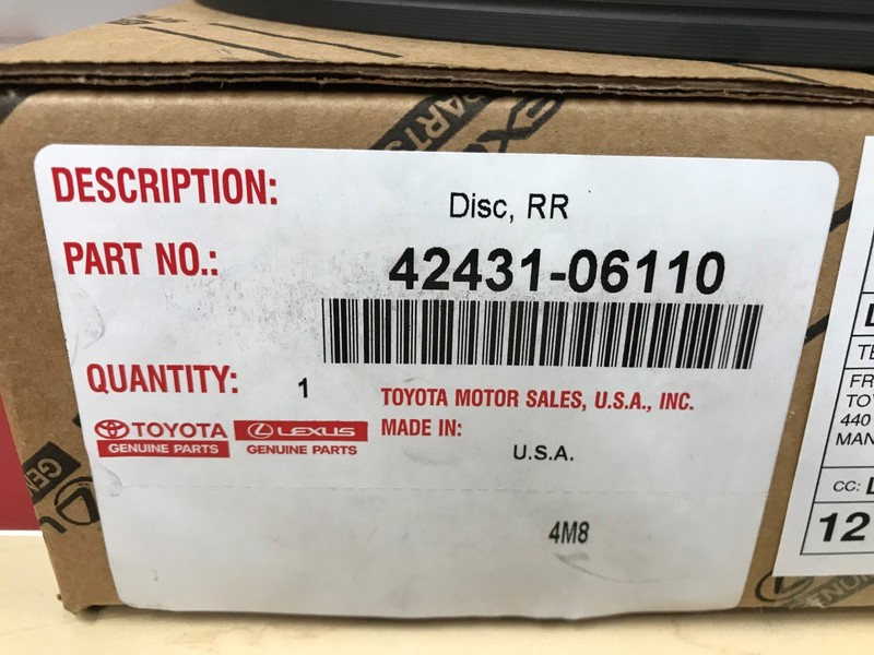 2007-2012 LEXUS ES350 GENUINE OEM NEW REAR BRAKE ROTORS PAD KITS & SHIM KIT gallery