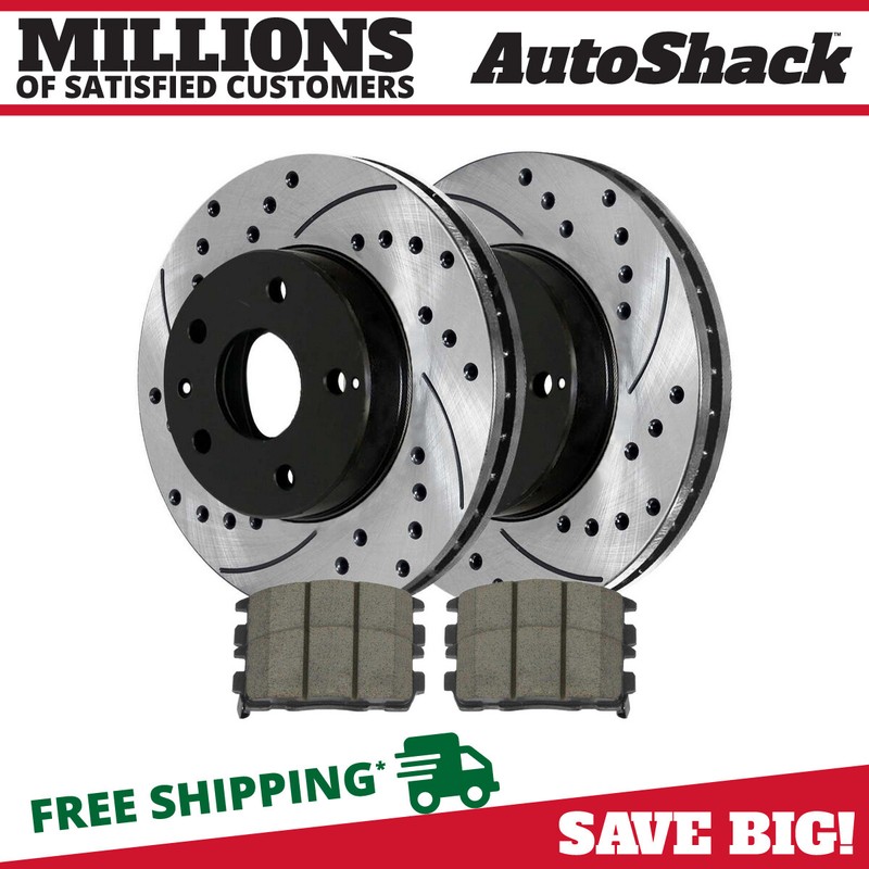 Rear Drilled Slotted Rotors & Pads for GMC Terrain 2010-2017 Chevy Equinox 2.4L