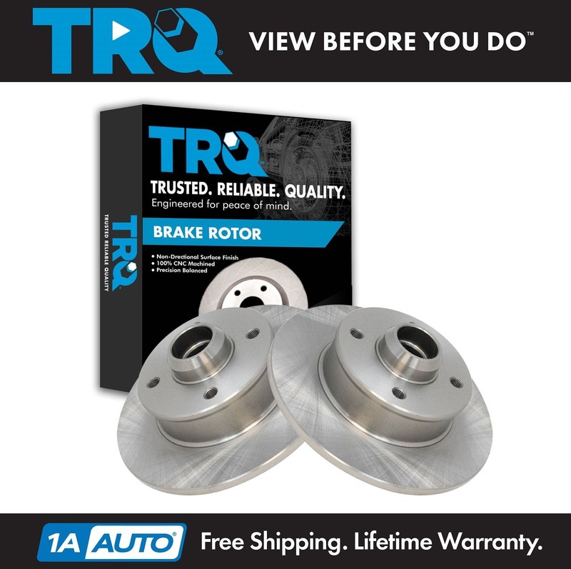 TRQ Rear Brake Rotors Pair Set of 2 for VW Jetta Golf Cabrio Passat Corrado