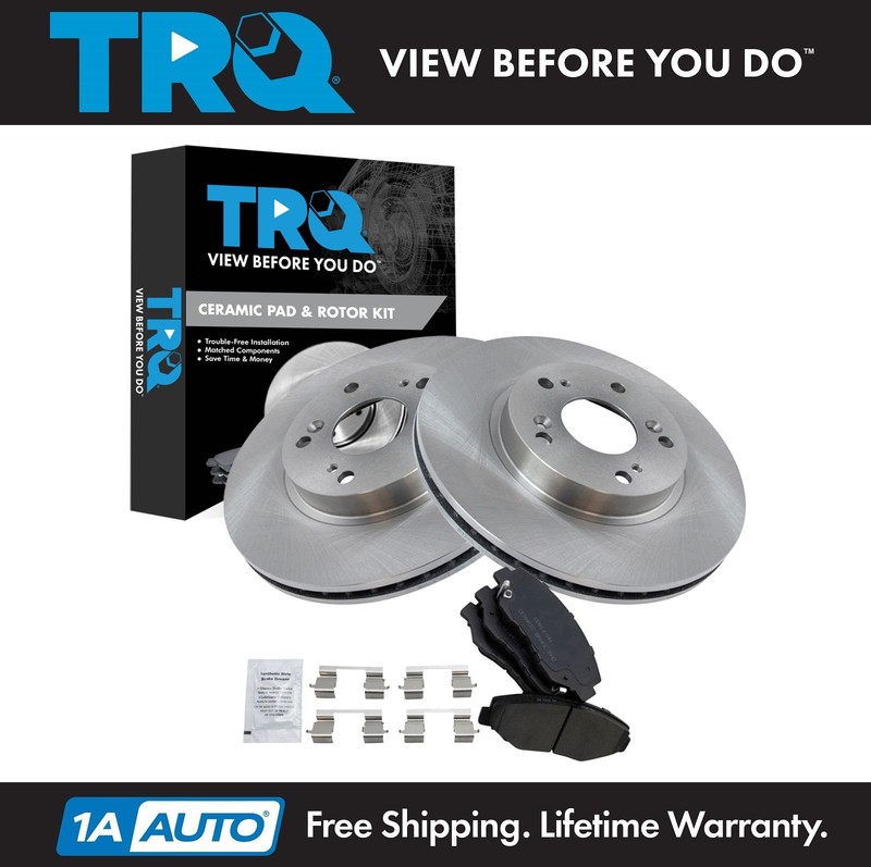 TRQ Front Brake Pad & Rotor Kit Brake Rotor For 2002-2004 Honda CR-V