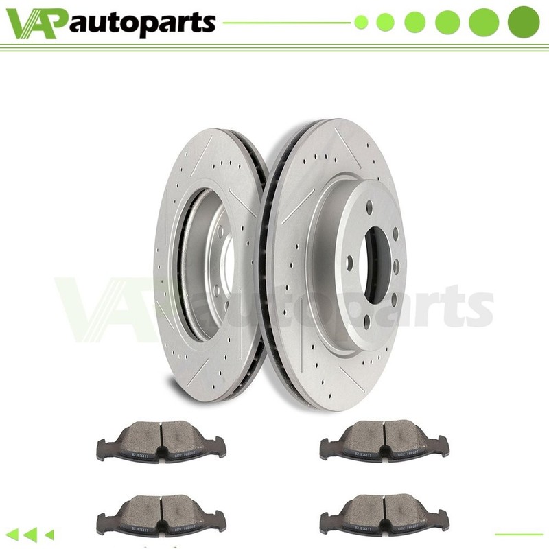 Front Brake Discs Rotors and Ceramic Pads For 323i 325Ci 328i Drilled 300mm
