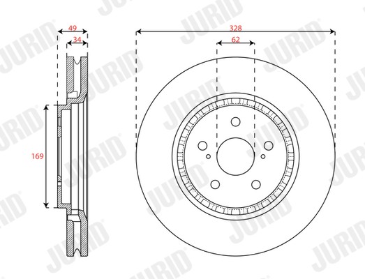 2X 563707JC JURID Brake Disc for Lexus, Toyota