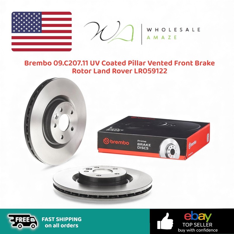 Brembo 09.C207.11 UV Coated Pillar Vented Front Brake Rotor Land Rover LR059122