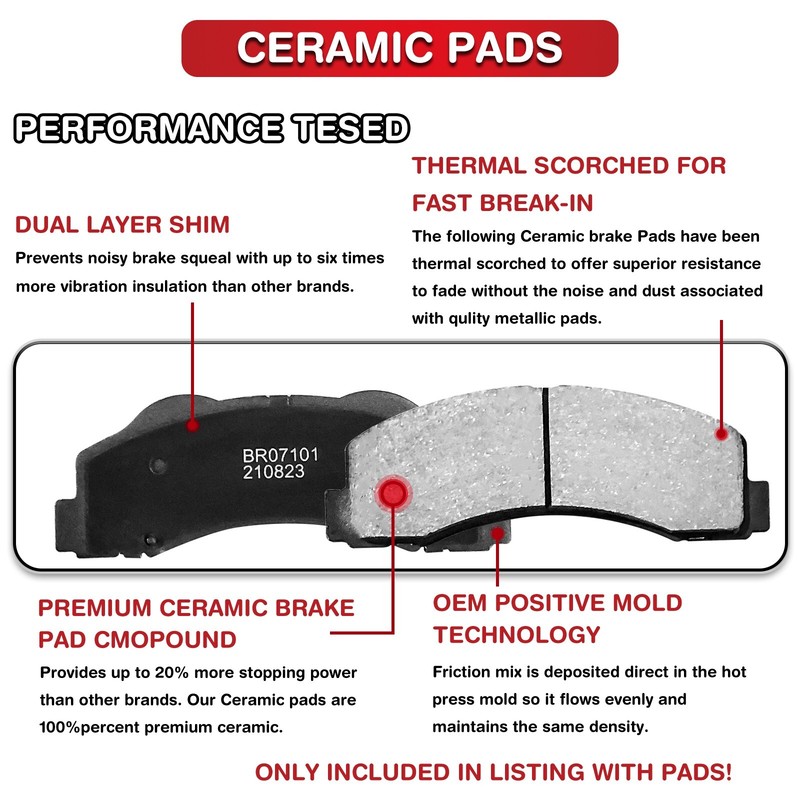 Front Rear Ceramic Brake Pads for 08-21 Toyota Tundra Sequoia Land Cruiser LX570 gallery
