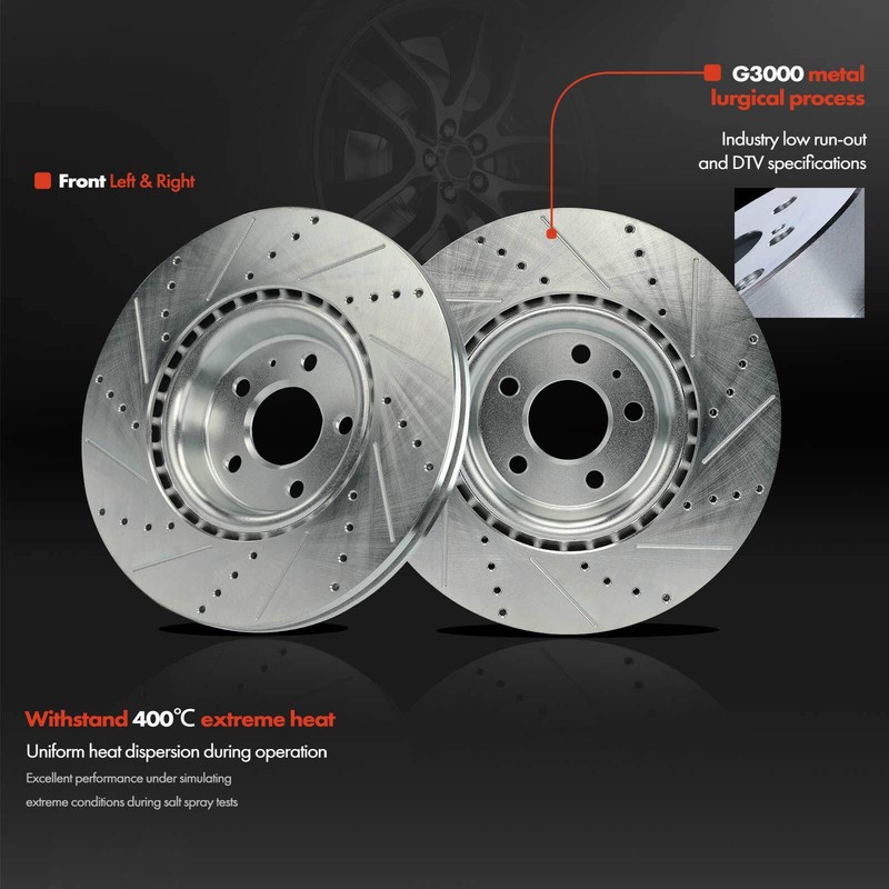 6x Front Drilled Brake Rotor & Ceramic Brake Pad for Audi Q5 2014-2017 2.0L 3.0L gallery