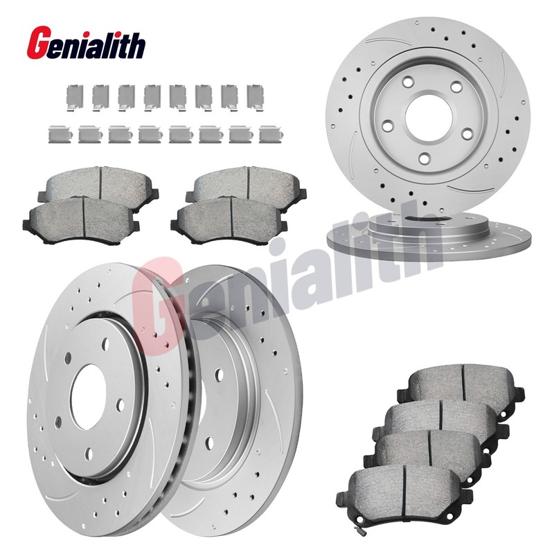Front Rear Drilled Rotors Brake Pads for Dodge Journey Grand Caravan Routan C/V