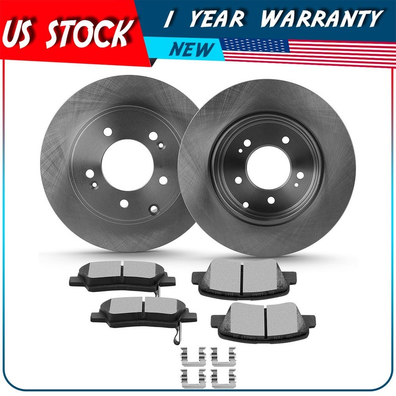 Brake Rear Ceramic Pads Rotors 11-15 For Hyundai For Sonata 13-18 For Kia Optima