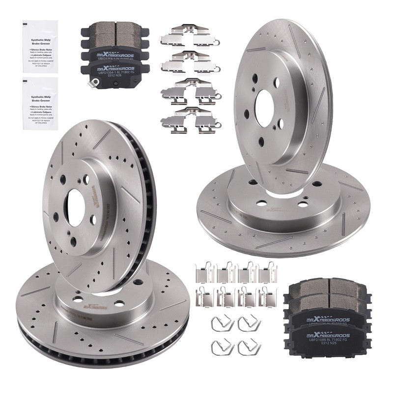 Front Rear Brake Rotors Ceramic Pads Set for Toyota Prius 2012 S31541 S55159