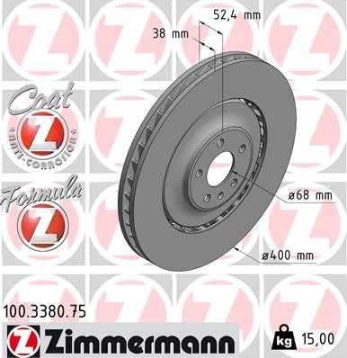 2x 100.3380.75 Zimmermann brake disc for Audi