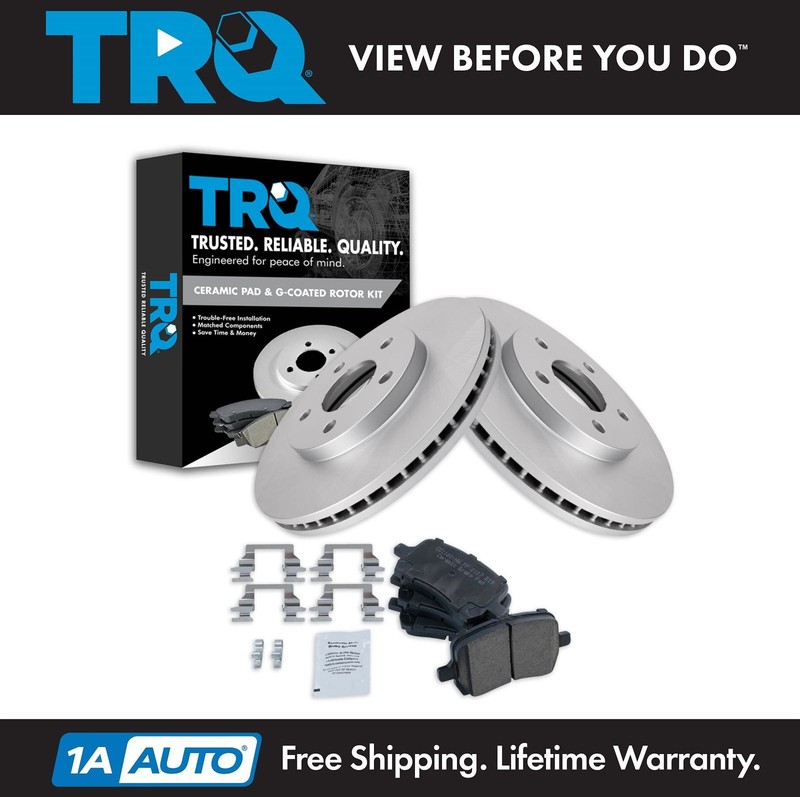 TRQ Front Premium Posi Ceramic Brake Pad & Coated Rotor Kit for 06-11 Chevy HHR