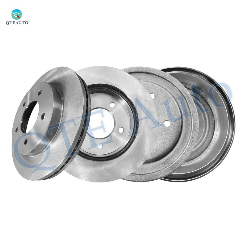 4PC Front 308mm Brake Disc Rotors-Rear 323mm Brake Drum For 1997-1999 Ford F-150