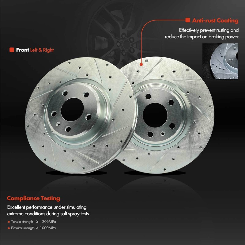 6Pcs Front Drilled Brake Rotors & Ceramic Brake Pads for Audi A4 A4 allroad Q5 gallery