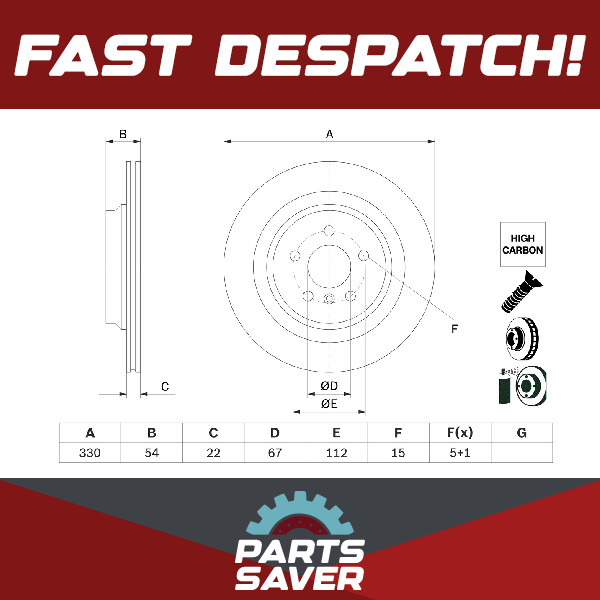2x Brake Discs Pair Vented Rear 330mm 0986479E97 Bosch Set A1664230112 BD2743