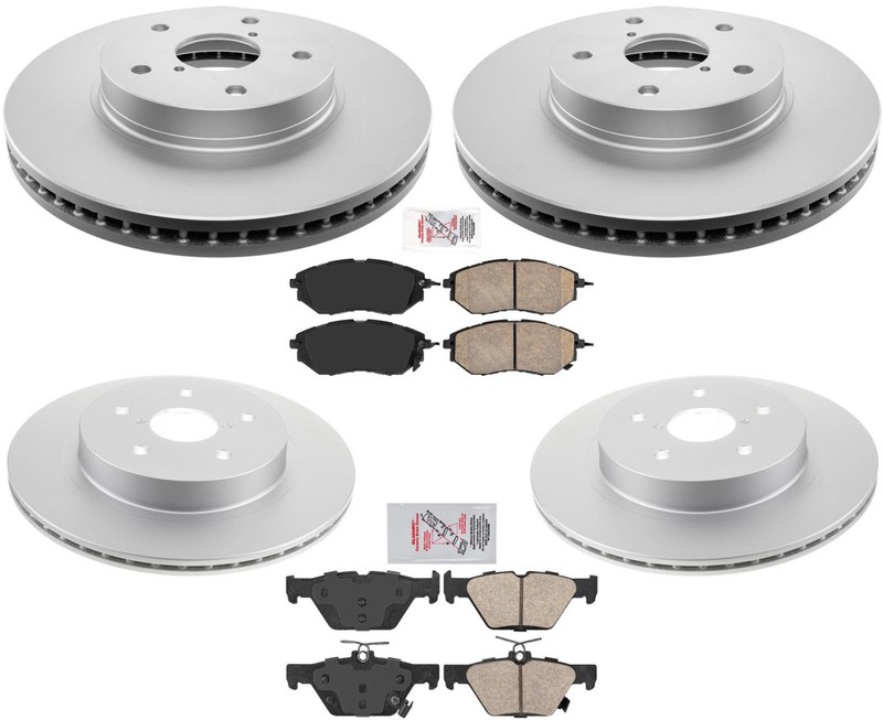 Front & Rear Coated Disc Rotors & Brake Pads 6pc for Subaru Legacy 2.5L 2015
