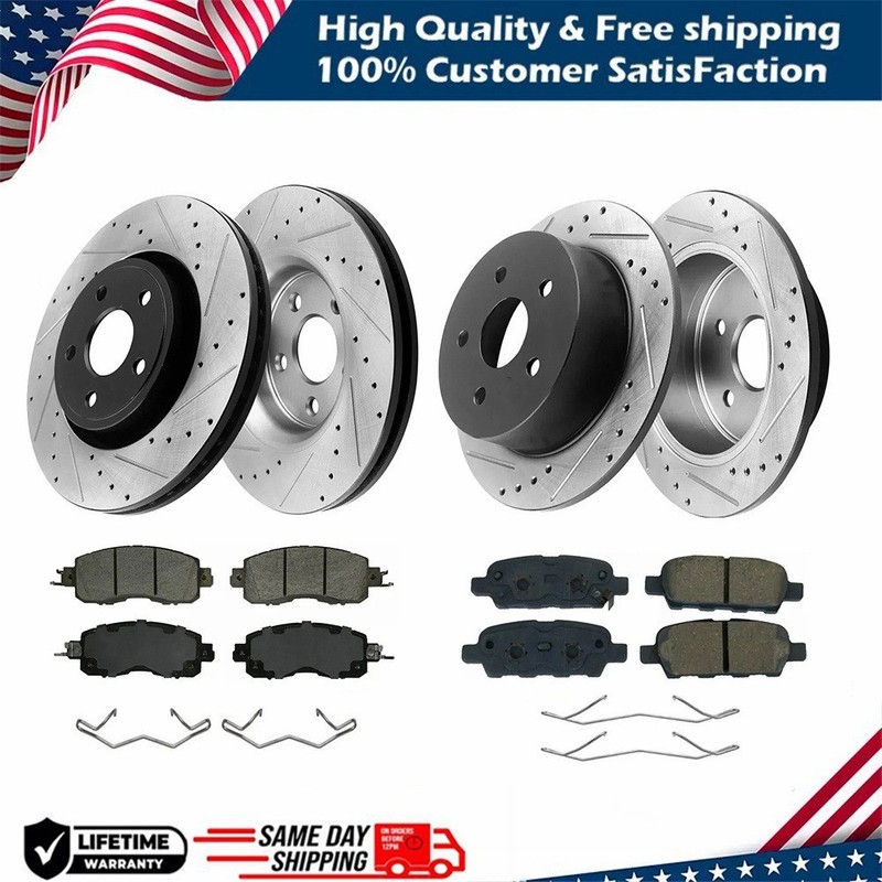 Front & Rear Disc Rotors Ceramic Brake Pads for 2013 2014 2015 2016 Ford Escape