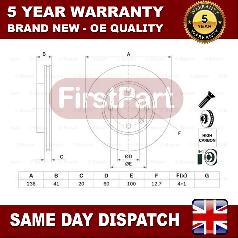 Fits Vauxhall Viva 2015-2019 1.0 Firstpart Front Brake Disc #1 569130 13584676