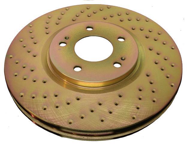 FRONT Custom Gold Drilled Brake Disc Rotors for G35/350Z w/Brembo TB31395DG