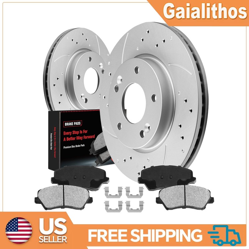 Front Drilled Brake Rotors & Ceramic Brake Pads for Hyundai Elantra Veloster Kia