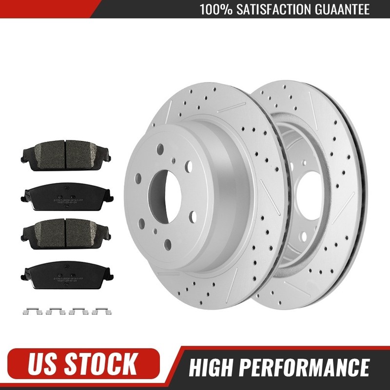 For 14-18 Silverado Sierra 1500 Suburban Tahoe Yukon Rear Disc Rotors Brake Pads