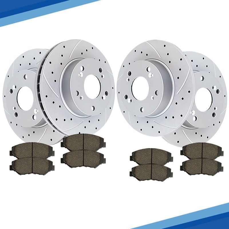 Front Rear Rotors Brake Ceramic Pads Brakes for 2006-11 Honda Civic 4 Wheel Disc