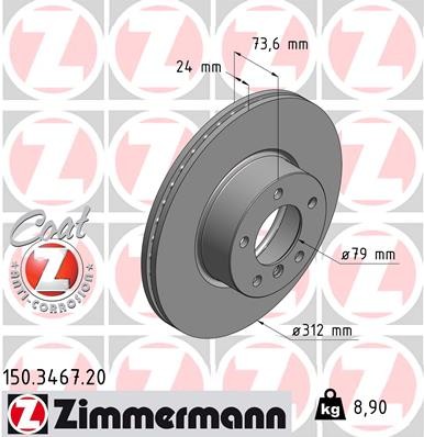 Zimmermann 150.3467.20 Brake Disc for BMW, BMW (Brilliance) gallery