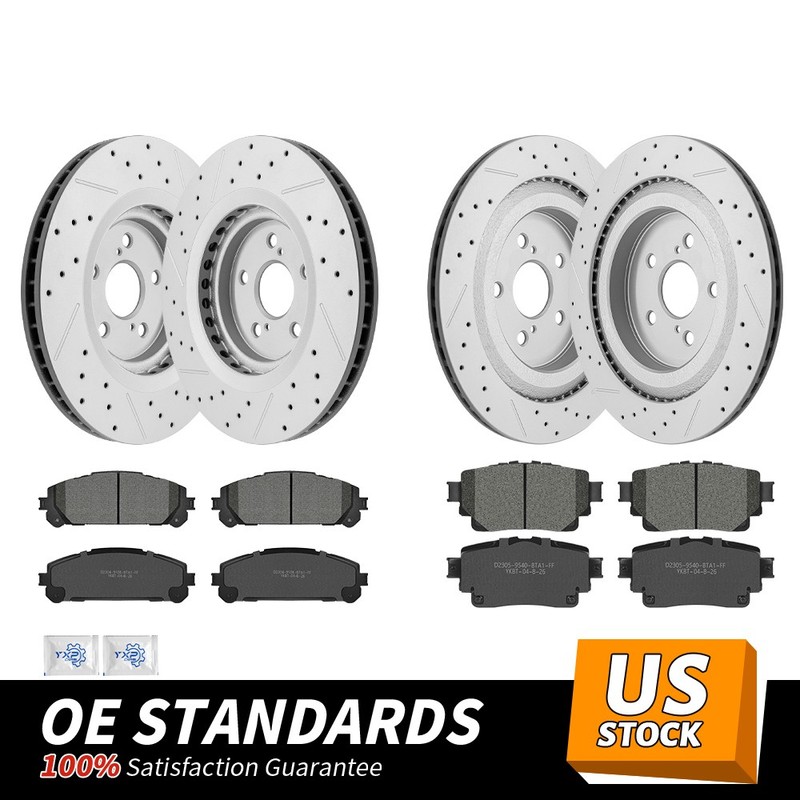 Front Rear Disc Rotors Ceramic Brake Pads for 2020 – 2024 Toyota Highlander