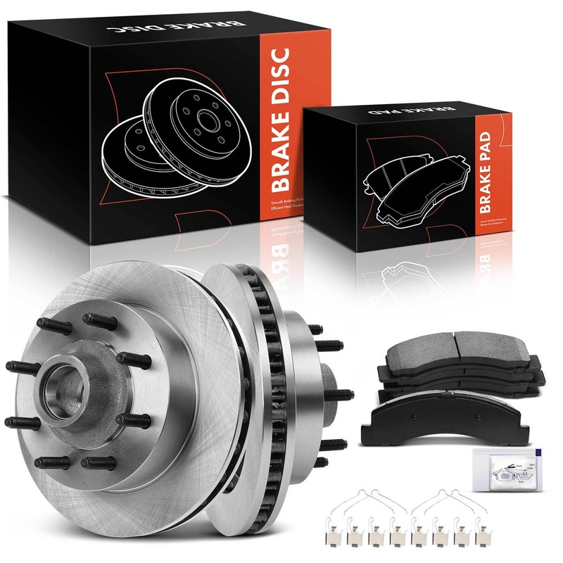 Disc Brake Rotors & Ceramic Brake Pad for Ford F-250 F-350 Super Duty Front Side