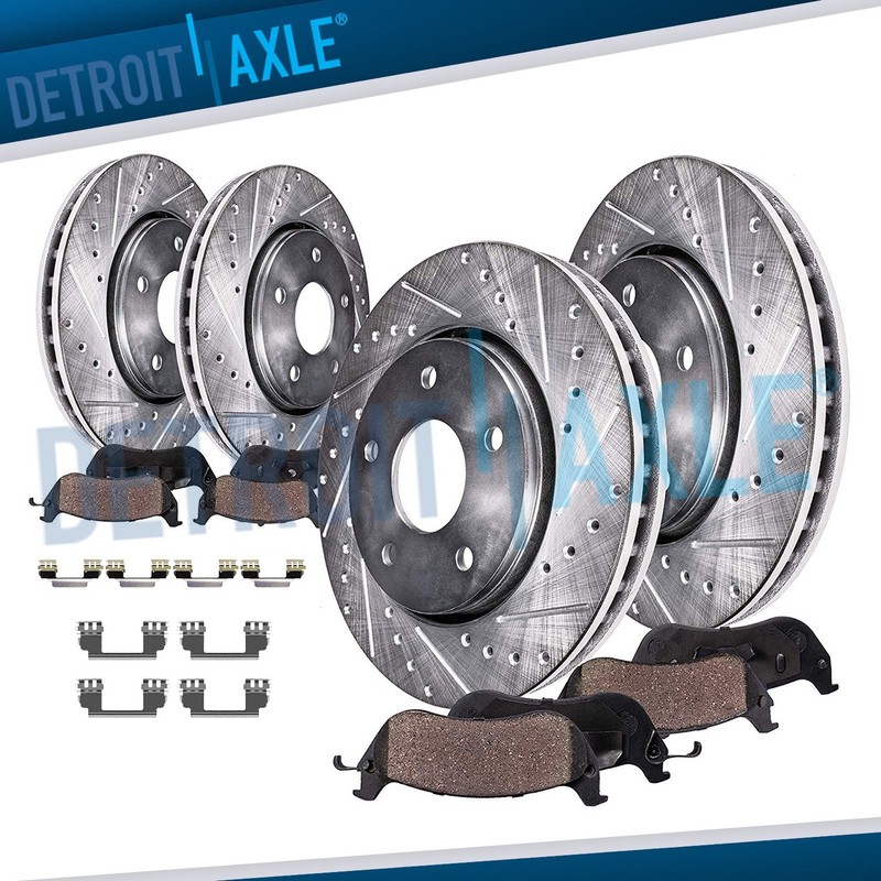 Front Rear Drilled Rotors Ceramic Brake Pads Kit for 2003 – 2007 Cadillac CTS