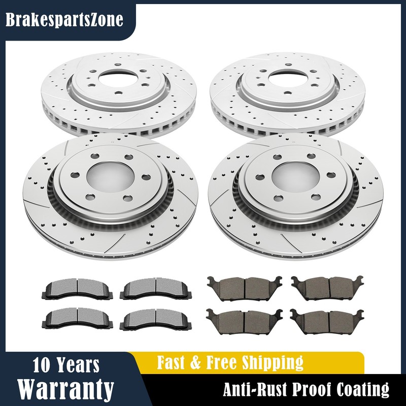 Front Rear Brake Rotors Pads for Ford F-150 15-2017 Electronic Paking Brakes