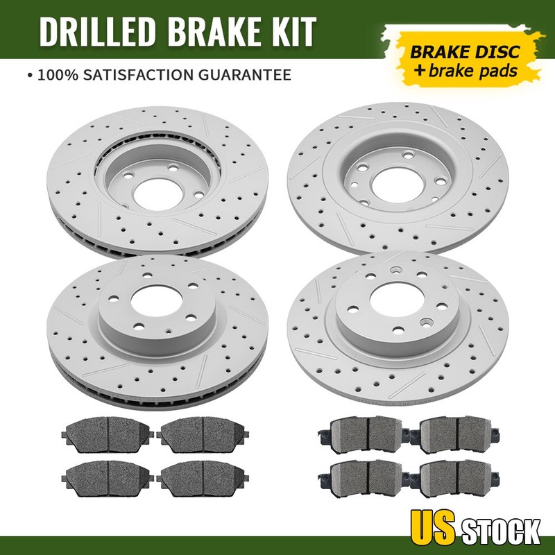 Front Rear Drilled Disc Rotors & Ceramic Brake Pads for 2016 – 2018 Mazda CX-3