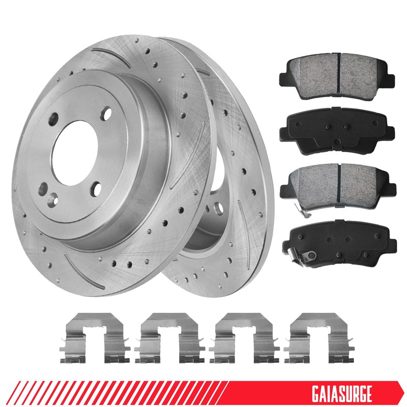 Rear Disc Rotors & Ceramic Brake Pads for Hyundai Accent Kia Rio 2012 2013-2017 gallery