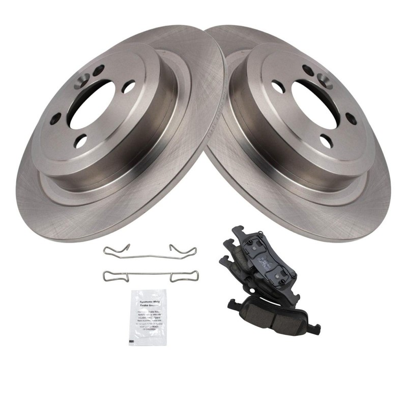 TRQ Rear Brake Pad & Rotor Kit Brake Rotor For 2007-2008 Mini Cooper gallery